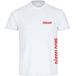 VIMAVERTRIEB® Herren T-Shirt Düsseldorf - Brust & Seite - Druck: rot - Männer Shirt Fußball Fanartikel Fanshop - Größe: M weiß von VIMAVERTRIEB