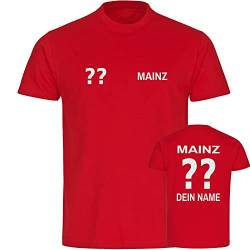 VIMAVERTRIEB® Herren T-Shirt Mainz - Trikot mit Deinem Namen und Nummer - Druck: weiß - Männer Shirt Fußball Fanartikel Fanshop - Größe: M rot von VIMAVERTRIEB