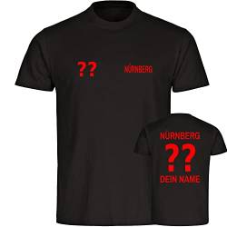 VIMAVERTRIEB® Herren T-Shirt Nürnberg - Trikot mit Deinem Namen und Nummer - Druck: rot - Männer Shirt Fußball Fanartikel Fanshop - Größe: XXL schwarz von VIMAVERTRIEB