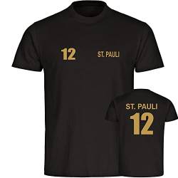 VIMAVERTRIEB® Herren T-Shirt St. Pauli - Trikot 12 - Druck: Gold metallik - Männer Shirt Fußball Fanartikel Fanshop - Größe: XL schwarz von VIMAVERTRIEB