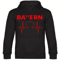 VIMAVERTRIEB® Kapuzen Sweatshirt Bayern - Herzschlag - Druck: rot - Shirt Pulli Hoodie Fußball Fanartikel Fanshop - Größe: M schwarz von VIMAVERTRIEB