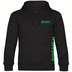 VIMAVERTRIEB® Kapuzen Sweatshirt Bremen - Brust & Seite - Druck: grün - Shirt Pulli Hoodie Fußball Fanartikel Fanshop - Größe: L schwarz von VIMAVERTRIEB