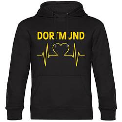 VIMAVERTRIEB® Kapuzen Sweatshirt Dortmund - Herzschlag - Druck: gelb - Shirt Pulli Hoodie Fußball Fanartikel Fanshop - Größe: XXL schwarz von VIMAVERTRIEB