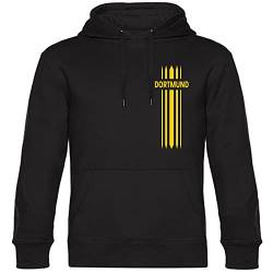 VIMAVERTRIEB® Kapuzen Sweatshirt Dortmund - Streifen - Druck: gelb - Shirt Pulli Hoodie Fußball Fanartikel Fanshop - Größe: XL schwarz von VIMAVERTRIEB