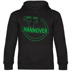 VIMAVERTRIEB® Kapuzen Sweatshirt Hannover - Meine Fankurve - Druck: grün - Shirt Pulli Hoodie Fußball Fanartikel Fanshop - Größe: XXL schwarz von VIMAVERTRIEB