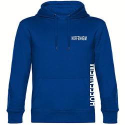 VIMAVERTRIEB® Kapuzen Sweatshirt Hoffenheim - Brust & Seite - Druck: weiß - Shirt Pulli Hoodie Fußball Fanartikel Fanshop - Größe: XL blau von VIMAVERTRIEB