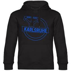 VIMAVERTRIEB® Kapuzen Sweatshirt Karlsruhe - Meine Fankurve - Druck: blau - Shirt Pulli Hoodie Fußball Fanartikel Fanshop - Größe: 3XL schwarz von VIMAVERTRIEB