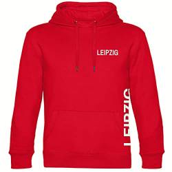 VIMAVERTRIEB® Kapuzen Sweatshirt Leipzig - Brust & Seite - Druck: weiß - Shirt Pulli Hoodie Fußball Fanartikel Fanshop - Größe: 3XL rot von VIMAVERTRIEB