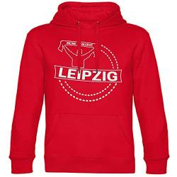 VIMAVERTRIEB® Kapuzen Sweatshirt Leipzig - Meine Fankurve - Druck: weiß - Shirt Pulli Hoodie Fußball Fanartikel Fanshop - Größe: S rot von VIMAVERTRIEB