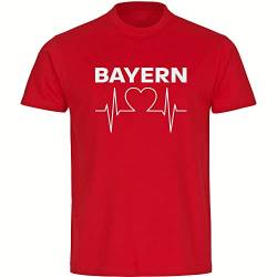 VIMAVERTRIEB® Kinder T-Shirt Bayern - Herzschlag - Druck: weiß - Shirt Jungen Mädchen Fußball Fanartikel Fanshop - Größe: 152 rot von VIMAVERTRIEB