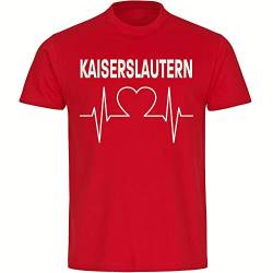 VIMAVERTRIEB® Kinder T-Shirt Kaiserslautern - Herzschlag - Druck: weiß - Shirt Jungen Mädchen Fußball Fanartikel Fanshop - Größe: 140 rot von VIMAVERTRIEB