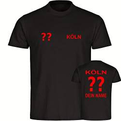 VIMAVERTRIEB® Kinder T-Shirt Köln - Trikot mit Deinem Namen und Nummer - Druck: rot - Shirt Jungen Mädchen Fußball Fanartikel Fanshop - Größe: 152 schwarz von VIMAVERTRIEB