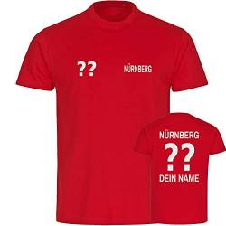 VIMAVERTRIEB® Kinder T-Shirt Nürnberg - Trikot mit Deinem Namen und Nummer - Druck: weiß - Shirt Jungen Mädchen Fußball Fanartikel Fanshop - Größe: 128 rot von VIMAVERTRIEB