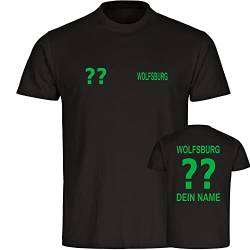 VIMAVERTRIEB® Kinder T-Shirt Wolfsburg - Trikot mit Deinem Namen und Nummer - Druck: grün - Shirt Jungen Fußball Fanartikel - Größe: 164 schwarz von VIMAVERTRIEB