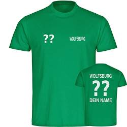 VIMAVERTRIEB® Kinder T-Shirt Wolfsburg - Trikot mit Deinem Namen und Nummer - Druck: weiß - Shirt Jungen Fußball Fanartikel - Größe: 152 grün von VIMAVERTRIEB