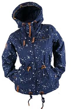 VIN TE Damen Jacke Parka Anorak Mantel Outdoor Wasserabweisend wattiert gefüttert Sterne Star M-3XL (XL, Blau-1833) von VIN TE