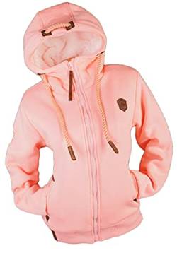 VIN TE Damen Sweat Jacke Hoodie Kapuze dick gefüttert Teddyfell Futter UNI M - 3XL (Rosa, XXL) von VIN TE