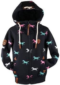 VIN TE Kinder Sweat Jacke Kapuze Fleece gefüttert Hoodie Übergangsjacke Uni Anker Pferde 92-164 (as3, numeric, numeric_122, regular, Blau-2088, 122) von VIN TE