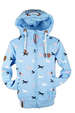 VIN TE Kinder Sweat Jacke Kapuze Fleece gefüttert Hoodie Übergangsjacke Uni Anker Pferde 92-164 (as3, numeric, numeric_122, regular, Hellblau-2088) von VIN TE