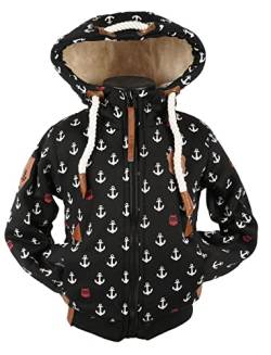 VIN TE Kinder Sweat Jacke Kapuze Hoodie dick gefüttert Teddyfell Futter Anker 98-134 (as3, numeric, numeric_134, regular, Schwarz-61/62, 134) von VIN TE