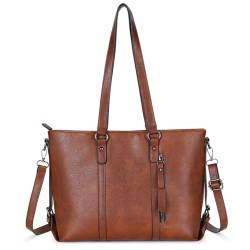 VINBAGGE Damen Handtasche Leder Henkeltasche Top Griff Tasche Vintage Weiches Umhängetasche Schultertasche für Frauen (Braun) von VINBAGGE