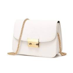 VINBAGGE Damen Umhängetasche Kleine Schultertasche Kette Tasche Clutch Mini Vintage Crossbody Bag für Hochzeit Party Disko - Weiß von VINBAGGE