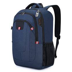 VINBAGGE Wasserdicht Anti Diebstahl Rucksack 17,3 Zol Laptop Rucksack Herren mit USB-Anschluss Schulrucksack Großer Business Notebook Backpack für Arbeit Reisen Männer Jungen - Blau von VINBAGGE