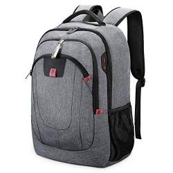 VINBAGGE Wasserdicht Anti Diebstahl Rucksack 17,3 Zoll Laptop Rucksack Herren mit USB-Anschluss Schulrucksack Großer Business Notebook Backpack für Arbeit Reisen Männer Jungen - Grau von VINBAGGE