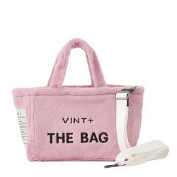 VINT+ Fluffy Bag Damen Handtasche – Teddy Shopper Tasche mit Reißverschluss und wählbarem Tragegurt – Flauschige Felltasche ideal für Arbeit, Uni oder Reise | Innenfutter Wasserabweisend | Rosa von VINT