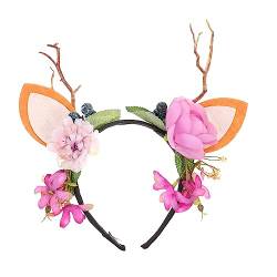 VINTORKY 1stk Zweig Geweih Stirnband Feiertagsstirnbänder Für Frauen Weihnachtsstirnband Damen Weihnachts-haarschmuck Rentierohren Stirnband Blumenkostüm Cosplay Fräulein Künstliche Hirsche von VINTORKY