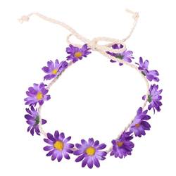 VINTORKY 2 Stück 11 Böhmisches Blumenkronenmädchen Gänseblümchen-stirnband Stirnbänder Für Frauen Damen Stirnbänder Blumenkranz Stirnband Kopfbügel Braut Die Blumen Violett Perücke von VINTORKY