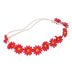 VINTORKY 2 Stück 11 Gänseblümchen-blumen-stirnband Sonnenblumen-haarkranz Stirnband Für Blumenmädchen Stirnband Hochzeit Kopfschmuck Kopfbügel Rotes Stirnband Haarring Böhmen Braut von VINTORKY