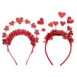 VINTORKY 2 Stück Liebes Stirnband Für Hochzeit Party Kopfbedeckung Party Stirnbänder Valentinstag Haarschmuck Hochzeitshaar Valentinstag Haarband Antennen Bopper Rotes Liebes von VINTORKY