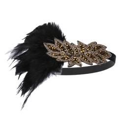 VINTORKY Hochzeits-feder-stirnband Flapper-stirnband Gatsby-accessoires Für Frauen Accessoires Für Damen Glitzernde Haaraccessoires Brautaccessoires Angekettet Polyester Fräulein Schal von VINTORKY