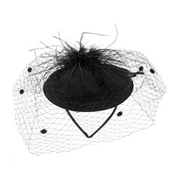 VINTORKY Schwarzer Klapphut Vintage-kopfschmuck Schwarze Stirnbänder Für Frauen Damenhüte Fascinators Stirnband Vintage Fascinatoren Hochzeitshüte Für Frauen Haarschmuck Zubehör Mode Braut von VINTORKY