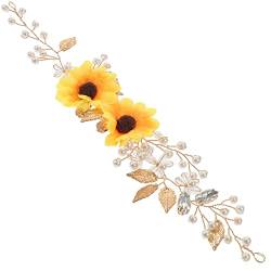 VINTORKY Sonnenblumen-Stirnband, Sonnenblumen-Haarband, Braut-Stirnband, Hochzeits-Stirnband, edles Stirnband, Gänseblümchen, Haar-Accessoires, Dekorationen, schmücken, Damen-Kopfbedeckung, Legierung von VINTORKY