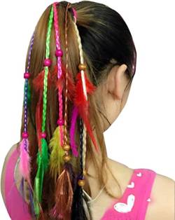 Frauen-Kopfschmuck, Mädchen-Kopfschmuck, Damen-Kopfschmuck, 3er-Set, handgefertigt, Boho-Hippie-Haarseil, Haarband, Stirnbänder, Kopfwickel, elastisch (braun) (Color : Colourful) von VIORNO