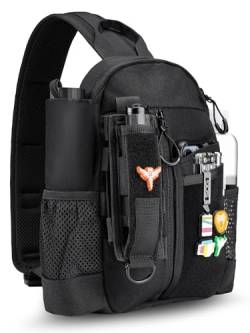 VIPERADE CHS1 EDC Brusttasche Herren Schultertasche,Leichter Sling Bag Klein Sling Rucksack mit verstellbarem Schultergurt Multipurpose Crossbody Bag Shoulder Bag Klein Umhängetasche -Schwarz von VIPERADE