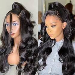 30 Zoll 13x4 HD Lace Front Wigs Transparent Lace Frontal Body Wave Human Hair 180 Density Long Inch Brazilian Virgin Human Hair for Black Women Pre Plucked with Baby Hair Natural Black von VIPbeauty