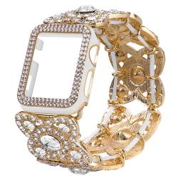 VIQIV Bling Apple Watch-Armbänder für Damen, 38 mm, Serie 3, 2, 1, verbessertes Sternenlicht, dehnbar, niedliches Armband mit Bling Cover für iWatch-Band, elegante Diamant-Strass, Edelstahl, von VIQIV