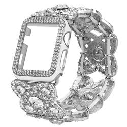VIQIV Bling Apple Watch-Armbänder für Damen, 40 mm, Serie 6, 5, 4 SE, verbessertes Sternenlicht, dehnbar, niedliches Armband mit Bling Cover für iWatch-Band, elegante Diamant-Strass, von VIQIV