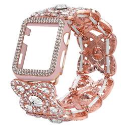 VIQIV Bling Apple Watch-Armbänder für Damen, 42 mm, Serie 3, 2, 1, verbessertes Sternenlicht, dehnbar, niedliches Armband mit Bling Cover für iWatch-Band, elegante Diamant-Strass, Edelstahl, von VIQIV