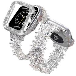 VIQIV Bling Dressy Armband mit Hülle, kompatibel mit Apple Watch-Armbändern, 38 mm, 40 mm, 41 mm, 42 mm, 44 mm, 45 mm, 49 mm, für Damen und Mädchen, schlank, Schmuck, Sternenlicht, von VIQIV