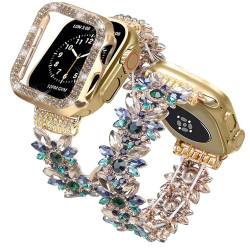 VIQIV Bling Dressy Armband mit Hülle, kompatibel mit Apple Watch-Armbändern, 38 mm, 40 mm, 41 mm, 42 mm, 44 mm, 45 mm, 49 mm, für Damen und Mädchen, schlank, Schmuck, Sternenlicht, von VIQIV