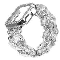 VIQIV Bling Dressy Armband mit Hülle, kompatibel mit Apple Watch-Armbändern 38 mm, 40 mm, 41 mm, 42 mm, 44 mm, 45 mm, 49 mm, für Damen, dehnbares Smartwatch-Armband für Damen, niedliches, schlankes von VIQIV