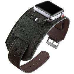 VIQIV Kompatibel mit Apple Watch Armband 38 mm 40 mm 41 mm Serie 7/6/5/4/3/2/SE Lederarmband für Männer Frauen, luxuriöses Boho-breites Sport-Western-Armband für iWatch-Bänder, grün von VIQIV