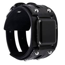 VIQIV Lederarmband kompatibel mit Apple Watch, 38 mm, 40 mm, 41 mm, Nietenarmband, Apple Watch-Armband für Herren, Vintage-Punk-Armband, Spike-Armband für iWatch Serie SE/8/7/6/5/4/3/2/1, schwarz von VIQIV
