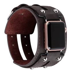 VIQIV Lederarmband kompatibel mit Apple Watch, 38 mm, 40 mm, 41 mm, Nietenarmband, Apple Watch-Armband für Herren, Vintage-Punk-Armband, Spike-Armband für iWatch Series SE/8/7/6/5/4/3/2/1, Braun von VIQIV