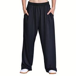 VIRACIN Kung Fu Pants Tai Chi und Wing Chun-Hose für Damen und Herren, Sporthose, leichte und glatte Kampfsporthose, Schwarz-XL von VIRACIN