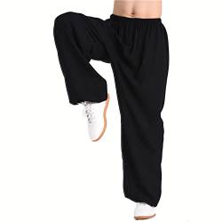 VIRACIN Tai Chi Hose für Herren und Damen, Kampfsporthose, Kung-Fu-Hose, Yoga-Laterne, Jogginghose, Schwarz, M von VIRACIN